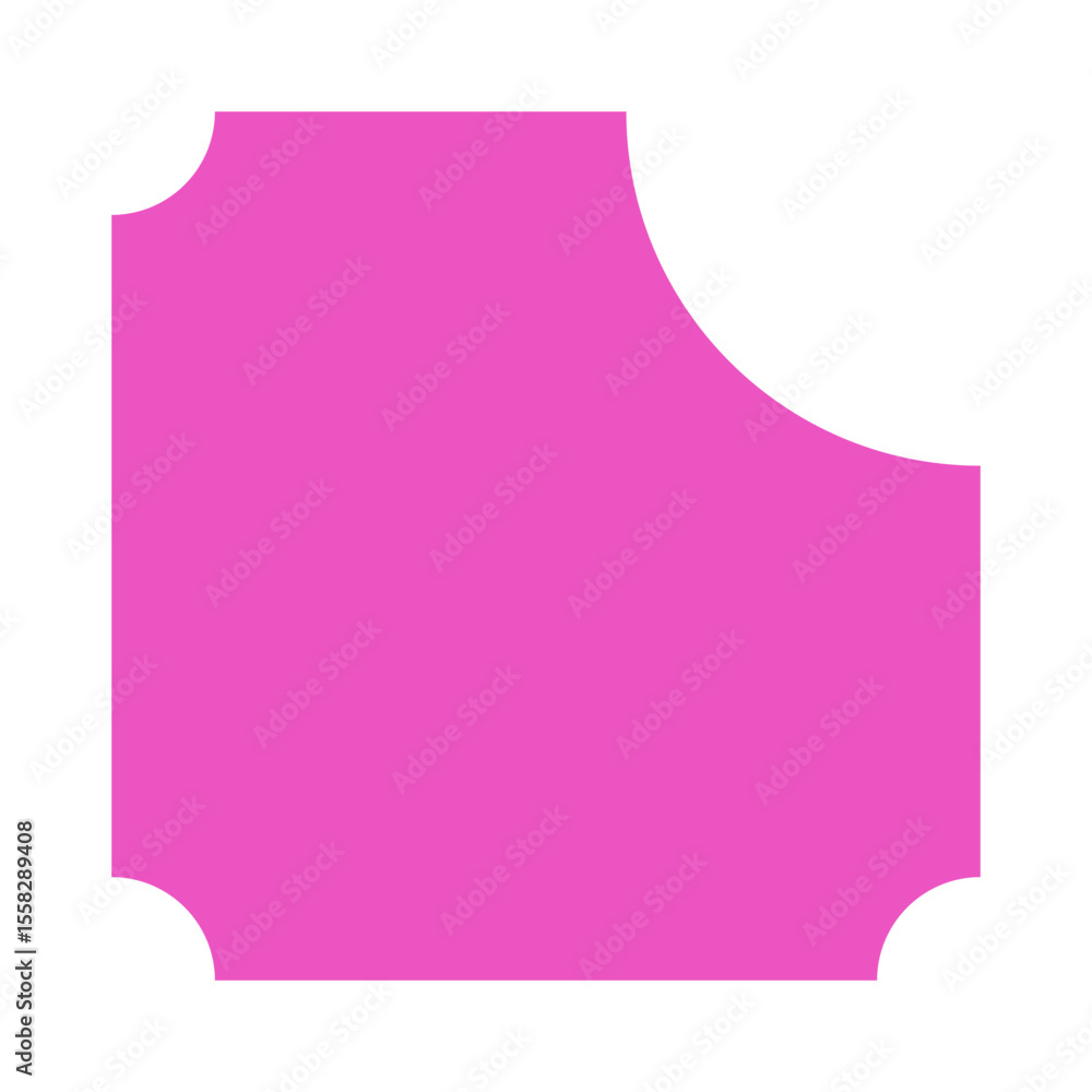 Poster abstract pink rounded corner shape with cutout. an abstract, solid pink shape with rounded corners a