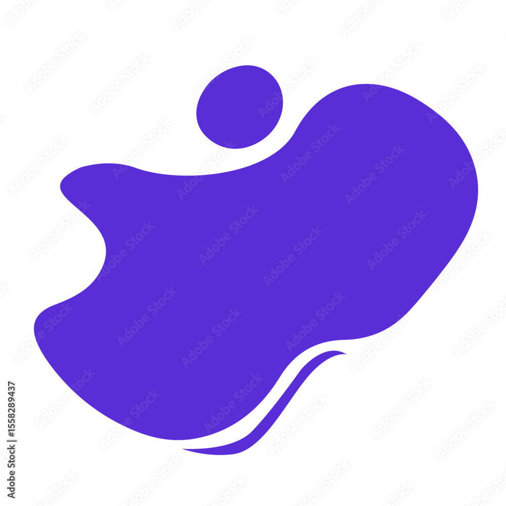 Poster an abstract, irregularly shaped blob with a smooth, fluid form. this versatile design element is ide