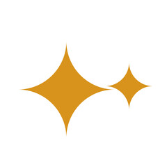 A simple gold sparkle icon consisting of two four-point star shapes.representing brilliance, cleanliness, newness, quality, magic, or adding a shimmering accent to any digital or print design.