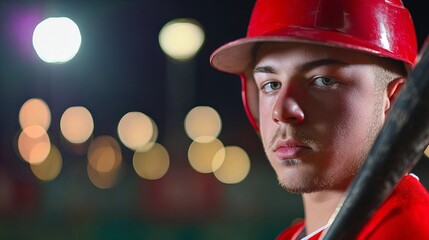 Young college baseball player in uniform gripping bat with intense focus during game. Athletic determination, competitive sports, university team spirit and amateur athlete dedication.