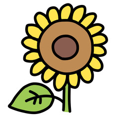 手描きの可愛いひまわりのイラスト