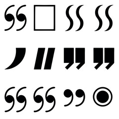 Bold Black Quotation Marks, Brackets, and Symbols Set for Design