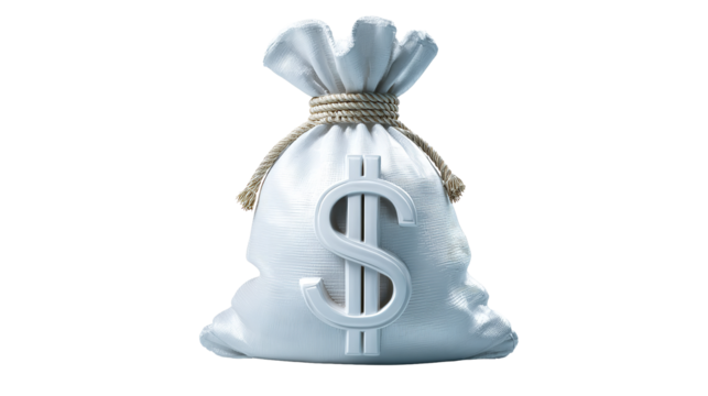 Money Bag Financial Wealth Success Savings and Investment Concept with on transparent background