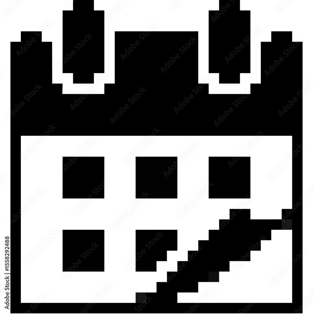 Poster pixel calendar icon vector, designed with a retro, 8-bit aesthetic. perfect for digital scheduling, 