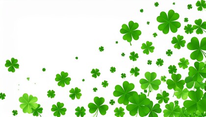 Green paint splashes form an abstract background with a floral pattern of leaves and clovers, perfect for a spring or St Patrick's Day design