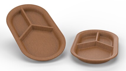 Biodegradable Eating Plate. Decomposable. Isolated. White background. 3D render
