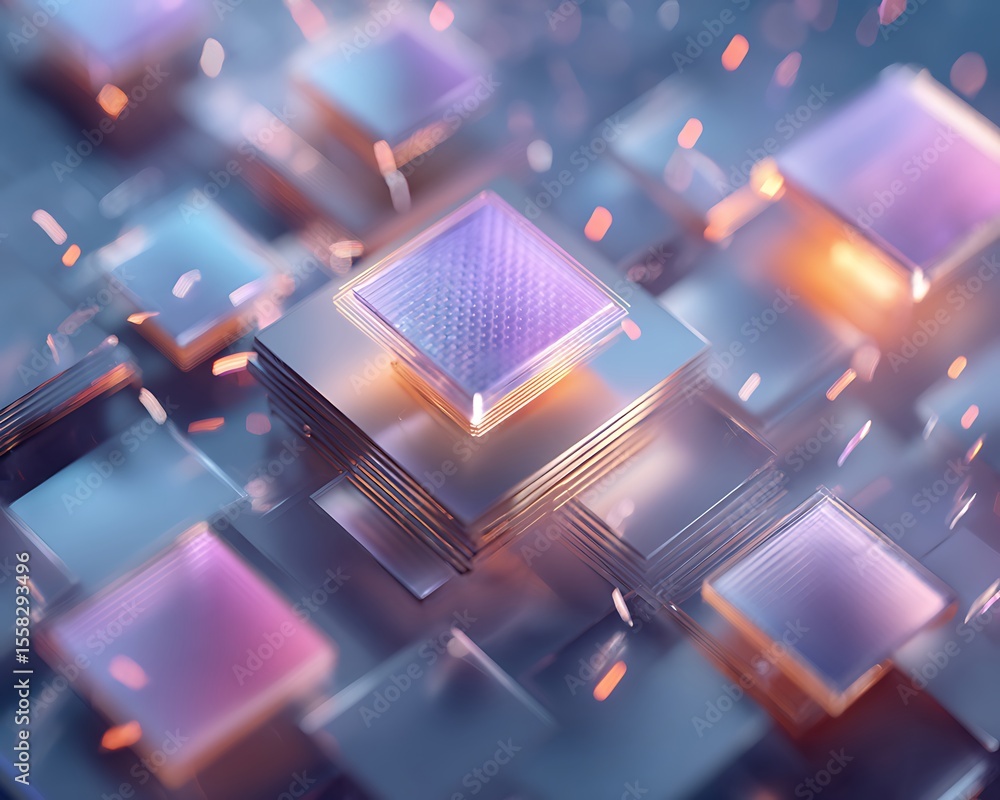 Poster abstract representation of interconnected processors with a futuristic aesthetic design