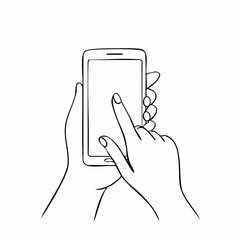 Mano stilizzata che tocca uno smartphone
