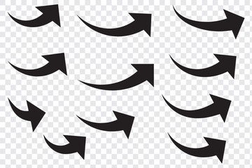 Curved arrow icons. curved arrows set. arrow symbol collection. vector