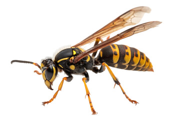 striped yellow-black wasp shot