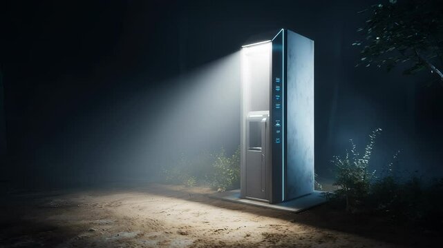 Mysterious Futuristic Device in Night Forest