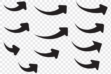 Curved arrow icons. curved arrows set. arrow symbol collection. vector