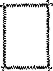 	
Scallop frame with line whimsical style. Wavy line decorative whimsical border frame black color. Scallop border wavy line.	
