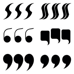 Bold Black Quotation Marks and Speech Bubbles: Graphic Design Elements