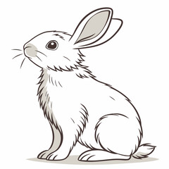 Detailed illustration of a white rabbit sitting upright with long ears