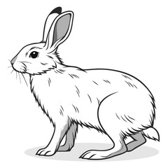 Fototapeta premium Illustration of a charming white rabbit with long ears and fluffy fur