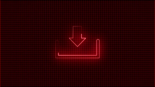 Glowing Directional Downloader Icon Animation with Dynamic Light Effect for Download, Data Transfer, and UI Interface Concepts. 4k motion video.