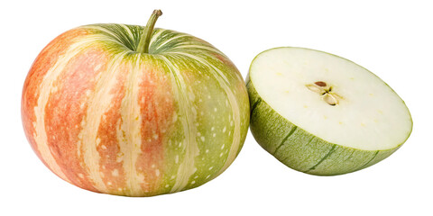 Striped apple with white flesh