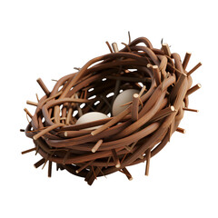 Fototapeta premium Bird nest with eggs isolated on transparent background
