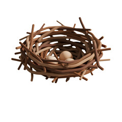 Fototapeta premium Bird nest with eggs isolated on transparent background