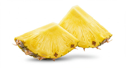 Falling Pineapple slice isolated on white background, clipping path, full depth of field