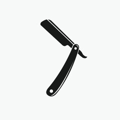 Hair shaver straight razor icon | Black Vector illustration |