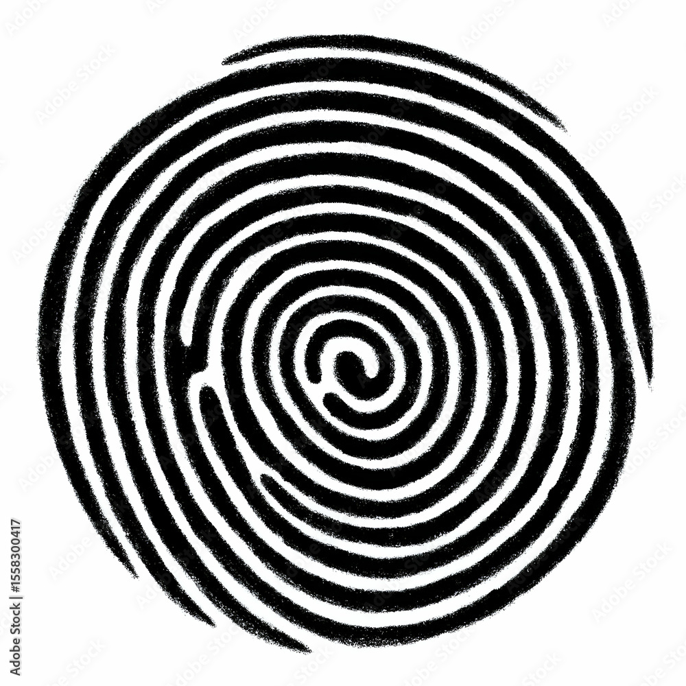 Poster a captivating circular pattern resembling a fingerprint, showcasing intricate lines and textures. pe