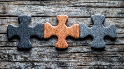Fototapeta premium Triad Puzzle: Three Interlocking Pieces Representing Concepts, Aims, and Strategic Frameworks