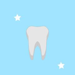 The tooth of a star on a blue background,