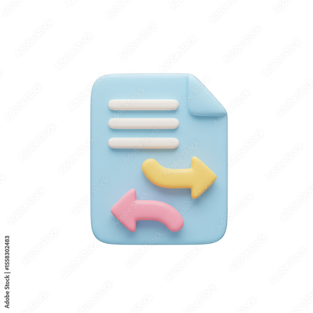 Poster 3d icon of a document with incoming and outgoing arrows isolated on transparent background