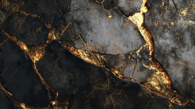 Shiny black and gold stone finish