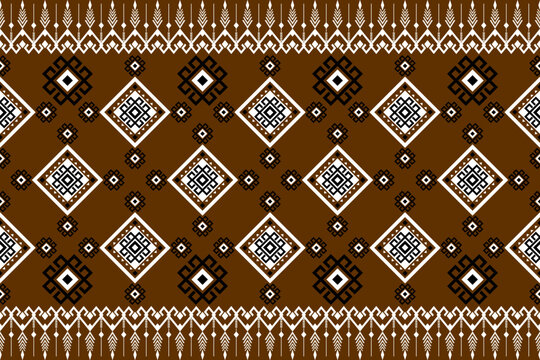 Geometric pattern Traditional tribal style, pixel embroidery geometric pattern. beautiful background pattern Fabric patterns for clothes, dresses, carpets, curtains, sarongs, saris, scarves, batik.