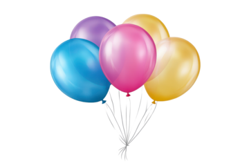 Colorful balloons for celebrations isolated on transparent background, perfect for parties, events, and festive occasions enhancing joyful moments and decorations