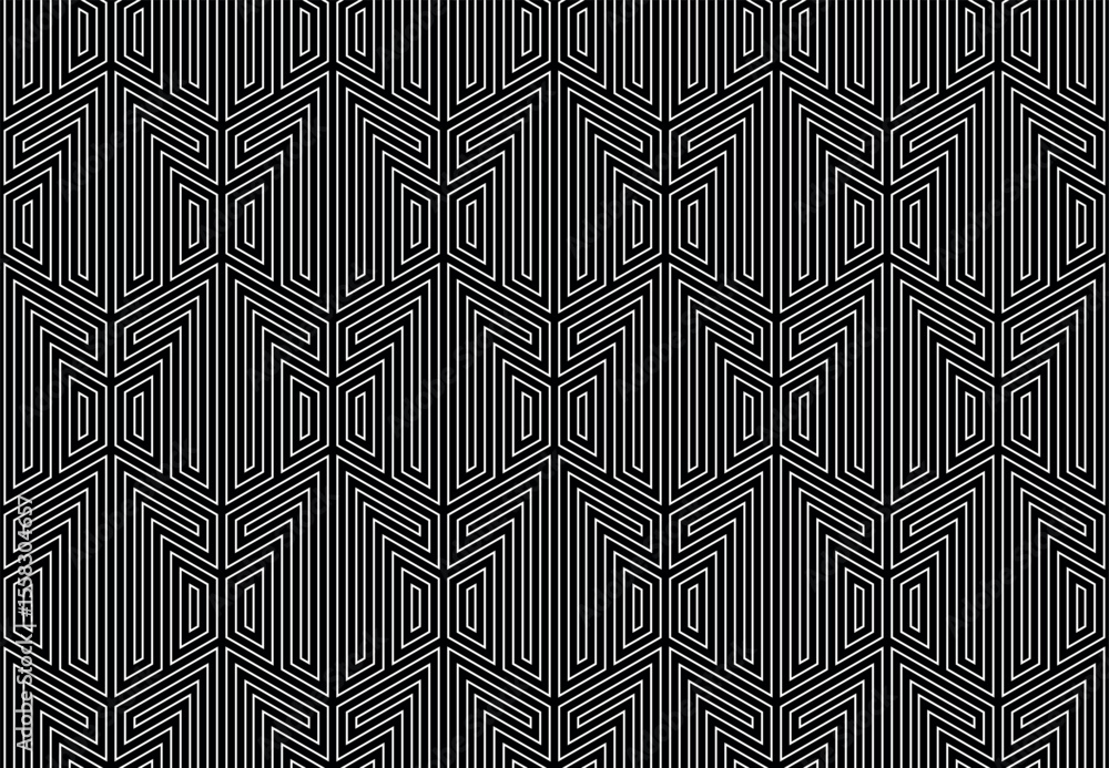 Aufkleber Abstract geometric pattern. A seamless vector background. White and black ornament. Graphic modern pattern. Simple lattice graphic design.