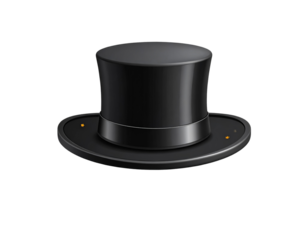 Black Top Hat with Floating Musical Notes – Playful Concept Illustratio