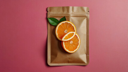 Orange slices in a brown paper pouch