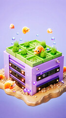 Obraz premium Underwater Server Room 3D Render of a whimsical server with fish and plants