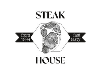 Steak house logo template vector