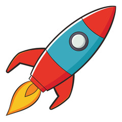 Fototapeta premium A brightly colored rocket ship blasts off into the great unknown, its vibrant colors and dynamic pose conveying a sense of excitement and adventure. A symbol of innovation and progress. generative AI