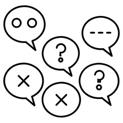Bold Black Line Art Speech Bubbles: Questions, Errors, and Dialogue