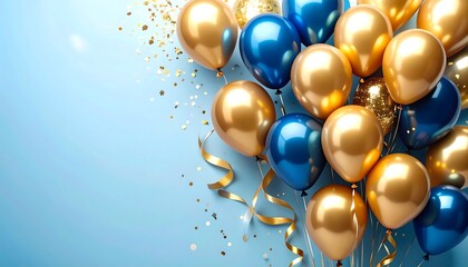 Festive balloons on a light blue background