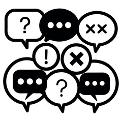 Abstract Vector Illustration:  Communication Chaos, Question Marks, and Exclamations