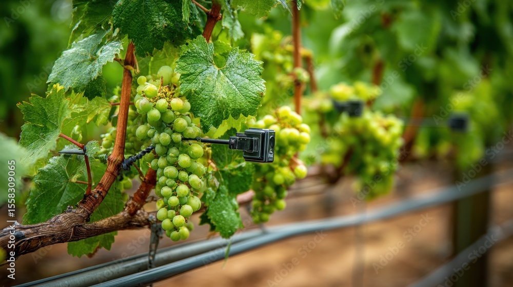 Poster cutting edge iot sensors installed in a vineyard continuously monitoring and collecting crucial data