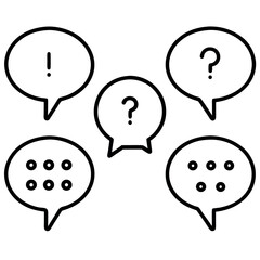 Bold Black Outline Speech Bubbles: Questions, Exclamations, and Dots
