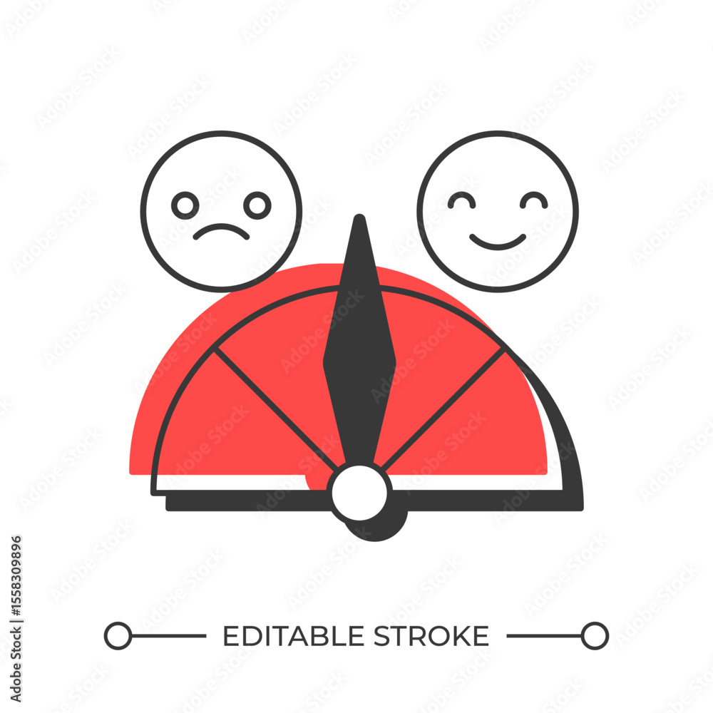 Poster satisfaction meter offset shadow line icon. customer experience, commerce. measurement indicator. sa