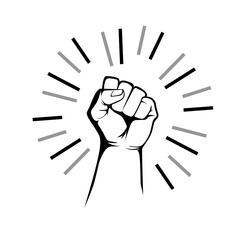 clenched fist illustration - symbol of victory, strength, power and solidarity flat vector icon for apps and websites isolated white background	