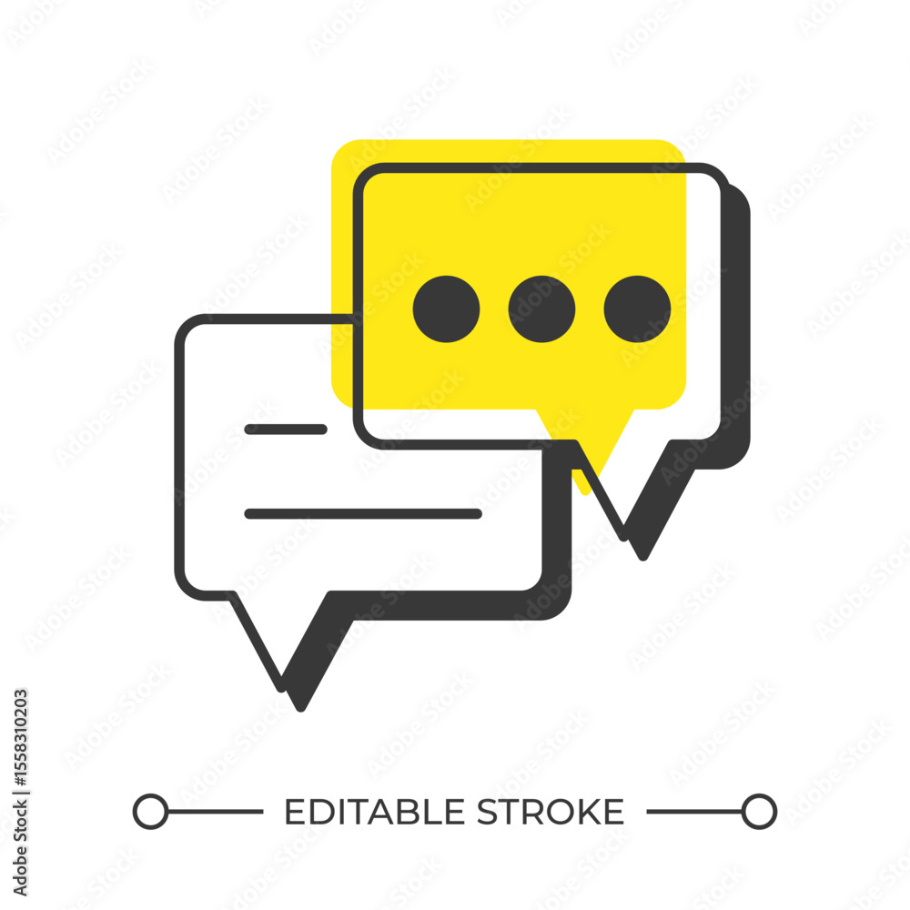 Poster chat bubbles offset shadow line icon. communication software, conversation. talk messages, discussio