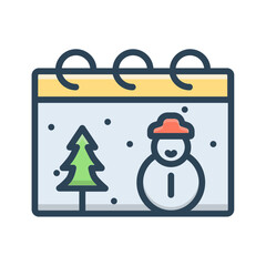 Vector color shadow icon for December