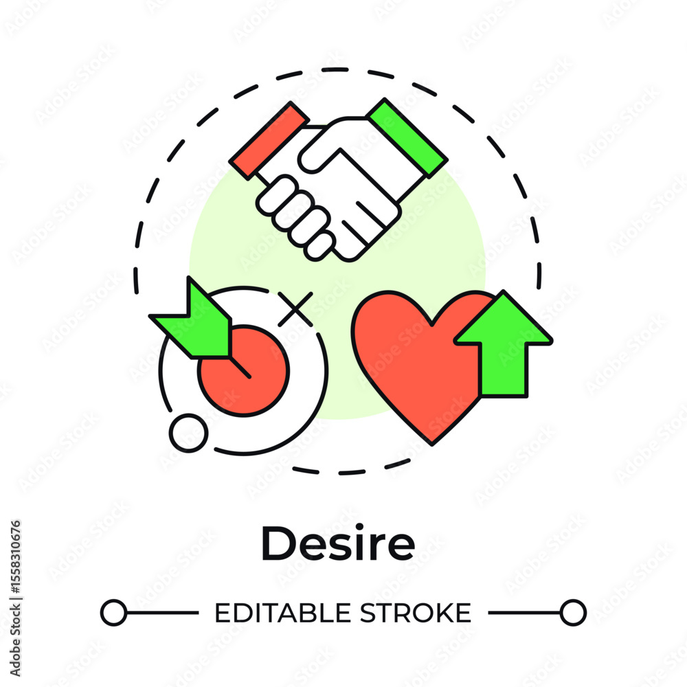Poster desire multi color concept icon. motivation and commitment to support and participate in change. man