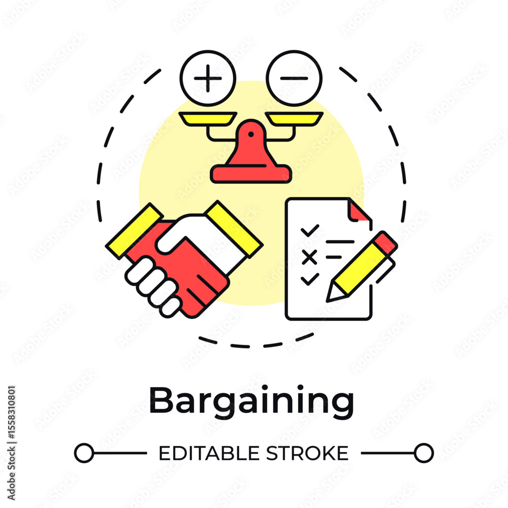 Poster bargaining multi color concept icon. try to regain control. five stages of grief. organizational cha